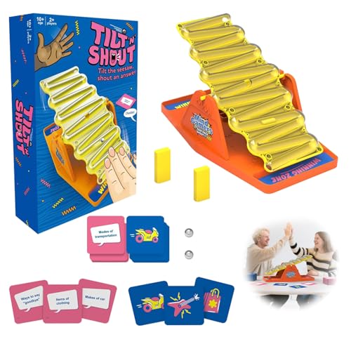Vlecexs Wackelwippe Rasantes Familienpartyspiel Interaktivem Quiz Duell Karten Kinder Erwachsene Gruppen Zuhause Schule Feste 150 einzigartigen Kategorien Tilt n Shout Spieleabende von Vlecexs