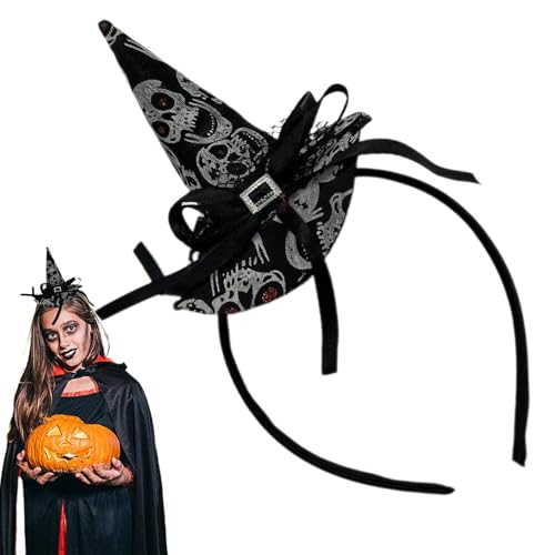 Vllold Hexenhut-Stirnband, Sternenschädel-Muster, Hexen-Kopfschmuck, Partyzubehör, schwarzer Hexenhut mit Schleife, Spitzendekoration für Bühnenauftritte Vllold Hexenhut-Stirnband, Sternenschädel-Muster, Hexen-Kopfschmuck, Partyzubehör, schwarzer Hexenhut mit Schleife, Spitzendekoration für Bühnenauftritte von Vllold