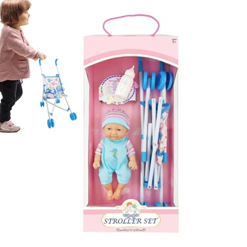 Puppenwagen Für Kinder, Puppenwagen Falten, Kindergartenpuppen Set, Realistische Puppen Spielset Tun Spielzeug Wiederverwendbares Besteckset Mit Flasche Für Mädchen Puppenwagen Für Kinder, Puppenwagen Falten, Kindergartenpuppen Set, Realistische Puppen Spielset Tun Spielzeug Wiederverwendbares Besteckset Mit Flasche Für Mädchen von Vmiorzq