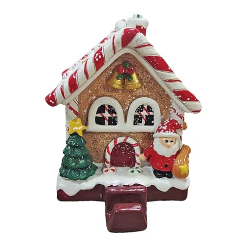 Vmiorzq Weihnachtsstrumpfhalter Mit Lebkuchenhaus Tannenbaum Und Design - Theken Strumpfaufhänger Aus Resin - Dekoration Für Theke Fenster Kaminsims Weihnachtsfeiertag von Vmiorzq