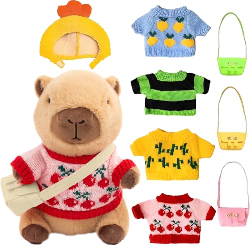 Vmxlso Capybara Plüschtier, 23cm Capybara Kuscheltier, Kuscheltier Capybara mit Kleidung und Accessoires, Niedlichen Wasserschwein Kuscheltier, Capybara Plushies für Kinderspielzeug, Heimdekoration Vmxlso Capybara Plüschtier, 23cm Capybara Kuscheltier, Kuscheltier Capybara mit Kleidung und Accessoires, Niedlichen Wasserschwein Kuscheltier, Capybara Plushies für Kinderspielzeug, Heimdekoration von Vmxlso