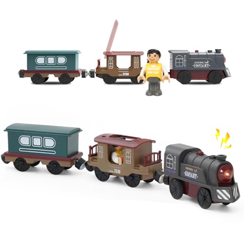 Vmxlso Eisenbahn Kinder Elektrisch Retro, Magnetanschluss Holzeisenbahn Elektrische Lok, Batteriebetriebener Elektrische Eisenbahn Kinder mit Licht und Sound, Kompatibel mit Thomas, Brio, Chuggington Vmxlso Eisenbahn Kinder Elektrisch Retro, Magnetanschluss Holzeisenbahn Elektrische Lok, Batteriebetriebener Elektrische Eisenbahn Kinder mit Licht und Sound, Kompatibel mit Thomas, Brio, Chuggington von Vmxlso
