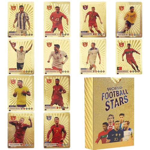 Vmxlso Football Star Karten, 55 Stück Gold Fußballkarten 2025, Champions Fußballkarten 2025 Premier League, Goldfolie Sammlerstück Fußballkarten, Euro Fußballkarten für Fußballfans und Sammler Vmxlso Football Star Karten, 55 Stück Gold Fußballkarten 2025, Champions Fußballkarten 2025 Premier League, Goldfolie Sammlerstück Fußballkarten, Euro Fußballkarten für Fußballfans und Sammler von Vmxlso