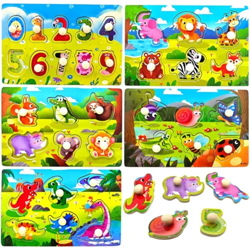 Vndnsy 5er-Set Holzpuzzle, Farbe Bilder für Vorschule pädagogische Jigsaw-Zahlen, Tiere, Dinosaurier, Insekten Kleinkind Peg Puzzles Spielzeug für Jungen und Mädchen 1 2 3 Jahre alt Spielzeug Geschenk Vndnsy 5er-Set Holzpuzzle, Farbe Bilder für Vorschule pädagogische Jigsaw-Zahlen, Tiere, Dinosaurier, Insekten Kleinkind Peg Puzzles Spielzeug für Jungen und Mädchen 1 2 3 Jahre alt Spielzeug Geschenk von Vndnsy