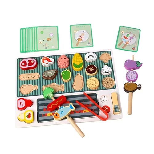 Vndnsy Spielzeug-Lebensmittel aus Holz, 31-teiliges Grill-Spielset für Kinder, Zubehör für die Spielküche, Rollenspiel-Spielzeug, Lebensmittel-Spielzeug zum Grillen, Rollenspiel, Geschenk für 3-jährig Vndnsy Spielzeug-Lebensmittel aus Holz, 31-teiliges Grill-Spielset für Kinder, Zubehör für die Spielküche, Rollenspiel-Spielzeug, Lebensmittel-Spielzeug zum Grillen, Rollenspiel, Geschenk für 3-jährig von Vndnsy