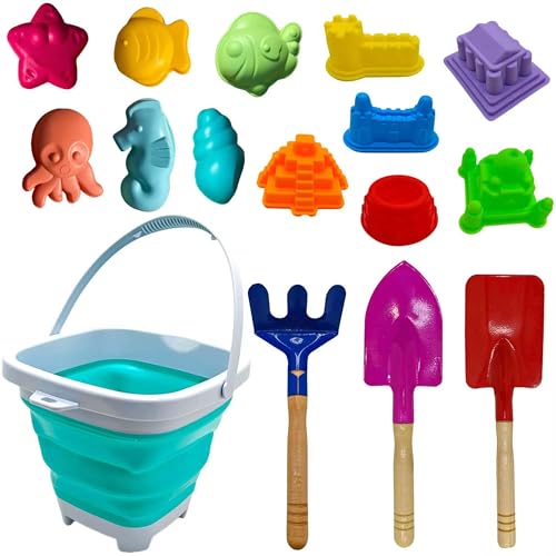 Vndnsy Strand Sand Spielzeug Set für Kinder, Outdoor-Strand Spielzeug, mit faltbaren Strand Eimer, Burg, Meer Tiere Formen und Kleinkinder Sand Schaufeln für Kinder Kleinkinder Jungen Mädchen Vndnsy Strand Sand Spielzeug Set für Kinder, Outdoor-Strand Spielzeug, mit faltbaren Strand Eimer, Burg, Meer Tiere Formen und Kleinkinder Sand Schaufeln für Kinder Kleinkinder Jungen Mädchen von Vndnsy