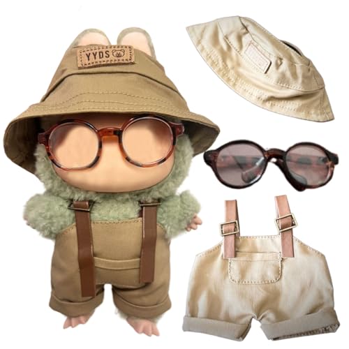 17 cm Puppenkleidung für Puppe, 3 Stück süßes Zubehör für Modepuppenkleidung, inklusive Overall + Hut + Schildkrötenpanzerbrille, 3 Sets von 17 cm Puppenkleidung für La Bubu, Khaki / Beige 17 cm Puppenkleidung für Puppe, 3 Stück süßes Zubehör für Modepuppenkleidung, inklusive Overall + Hut + Schildkrötenpanzerbrille, 3 Sets von 17 cm Puppenkleidung für La Bubu, Khaki / Beige von Vniqloo