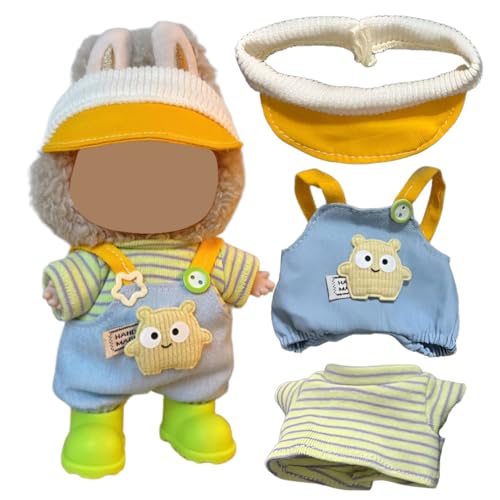 Kleidung für 17 cm große Puppen, modisches Kleidungszubehör (ohne Puppe), 3 Stück, niedliche Kleidung (Hut, T-Shirt und Weste), geeignet für 17 cm große Puppe, weiche Baumwollkleidung Ersatz für 17 cm von Vniqloo