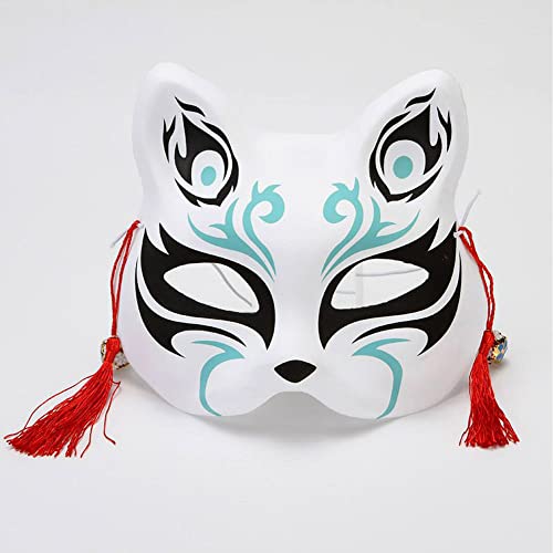 Vnnigmn Fuchs Maske Cosplay Halloween Mask aus Japan Kabuki Halbmaske Party Maskerade Weihnachten Make-up Zubehör für Erwachsene Kinder (blau) von Vnnigmn