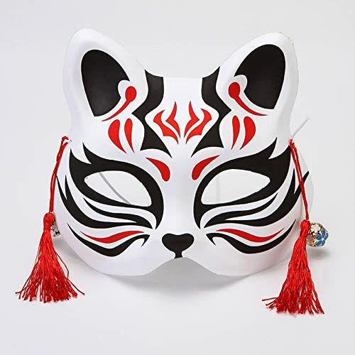Vnnigmn Fuchs Maske Cosplay Halloween Mask aus Japan Kabuki Halbmaske Party Maskerade Weihnachten Make-up Zubehör für Erwachsene Kinder (schwarz) von Vnnigmn