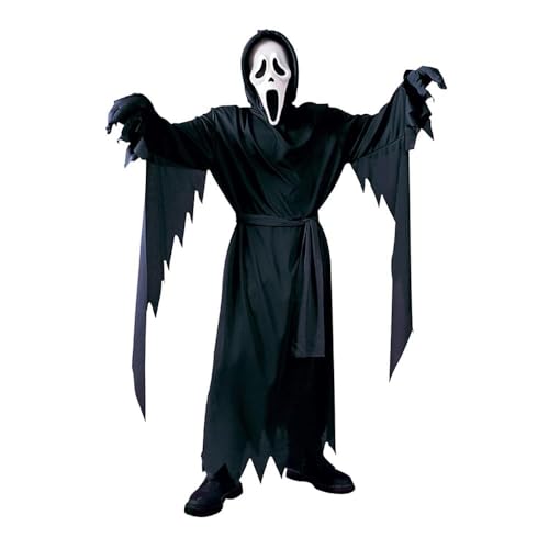 Vnnigmn Scream Kostüm für Erwachsene und Kinder, Ghostface Costume Kleidung Geist der Schrecklichen Schwarz Halloween Cosplay mit Maske Scream von Vnnigmn