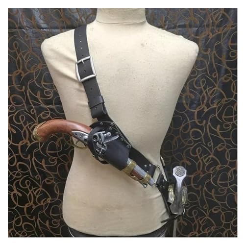 Vnook PU-Leder-Schulter-Pistolenholster-Tasche, Mittelalterlicher Vintage-Verdeckter Pistolenholster, Steampunk-Piratenschwert-Holster, Scheidenscheide Für Cosplay, Hallowee (Size: Schwarz, Rechts) von Vnook