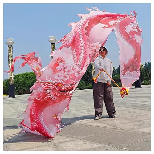Vnook Buntes Drachen-Seidenband mit Kopf, tragbarer 3D-Kunst-Streamer, waschbar, for Fitness, Jonglieren, Schleudern for Erwachsene und Senioren(Pink) von Vnook