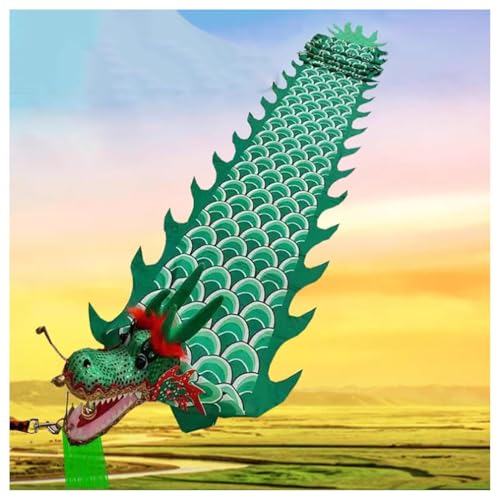 Vnook Drachen-Poi mit Kopf- und Schaukelseil-Kombination, 3D Chinesisches Seidendrachenband,Waschbar für Den Garten Park Strand(Green,8m) von Vnook