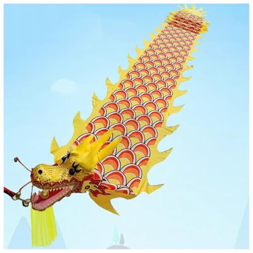 Vnook Drachen-Poi mit Kopf- und Schaukelseil-Kombination, 3D Chinesisches Seidendrachenband,Waschbar für Den Garten Park Strand(Yellow,10m) von Vnook
