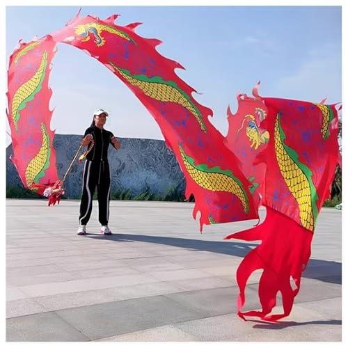 Vnook Dragon Dance Ribbon,Sport Fitness Drachentänzer Streamer Set,leichtes rhythmisches Wurfspielset für Fitness-Jonglage im Freien(Red,10m) von Vnook