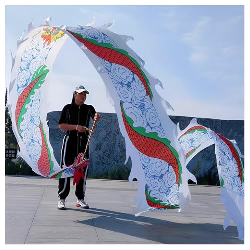 Vnook Dragon Dance Ribbon,Sport Fitness Drachentänzer Streamer Set,leichtes rhythmisches Wurfspielset für Fitness-Jonglage im Freien(White,8m) von Vnook
