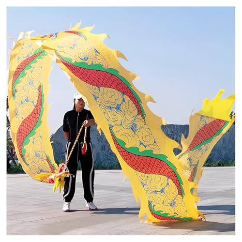 Vnook Dragon Dance Ribbon,Sport Fitness Drachentänzer Streamer Set,leichtes rhythmisches Wurfspielset für Fitness-Jonglage im Freien(Yellow,10m) von Vnook