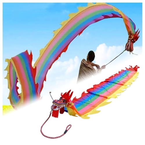Vnook Dragon Poi Bunter Tanz-Seidendrachen, waschbar, Fitness-Gymnastik, Schleuderdrachenband-Tanz, Kunsttanzflagge, Drachen-Streamer, for körperliches Training im Freien, Kunsttanzflagge(8m) von Vnook