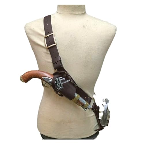 PU-Leder-Schulter-Pistolenholster-Tasche, Mittelalterlicher Vintage-Verdeckter Pistolenholster, Steampunk-Piratenschwert-Holster, Scheidenscheide Für Cosplay, Hallowee(Size:Brown) von Vnook