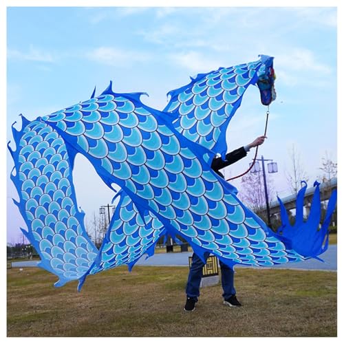 Vnook Tanzband Drachen-Poi,Jonglierdrachenspielzeug mit Schuppen, 3D Bunte Drachenseide Flowy Spinning & Shaking Poi Outdoor-Fitnessspiele für Den Garten/Park/Strand(Blue,6m) von Vnook