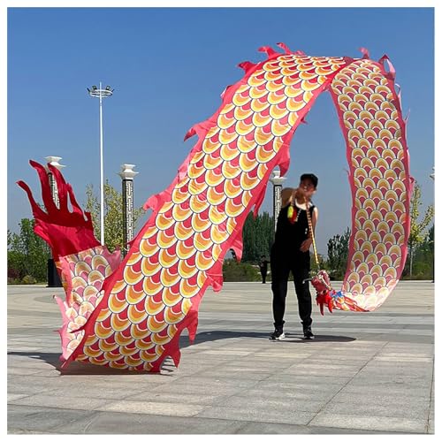 Vnook Tanzband Drachen-Poi,Jonglierdrachenspielzeug mit Schuppen, 3D Bunte Drachenseide Flowy Spinning & Shaking Poi Outdoor-Fitnessspiele für Den Garten/Park/Strand(Red,6m) von Vnook