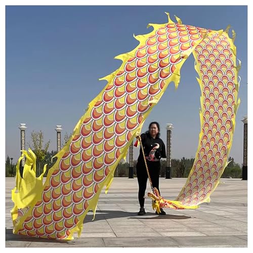 Vnook Tanzband Drachen-Poi,Jonglierdrachenspielzeug mit Schuppen, 3D Bunte Drachenseide Flowy Spinning & Shaking Poi Outdoor-Fitnessspiele für Den Garten/Park/Strand(Yellow,6m) von Vnook
