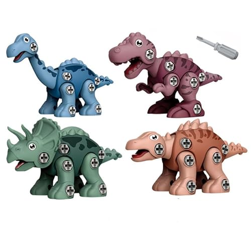 VoMii Dinosaurier Spielzeug ab 3 Jahre, 4 in 1 DIY Dino Montage Spielzeug mit Schraubendreher, Lernspiele Kinderspielzeug, Dinosaurier Spielzeug Geschenk für Jungen Mädchen 3 4 5 Jahre von VoMii
