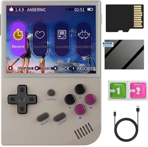 Voacle RG35XX 2024 Version Retro-Handheld-Spielekonsole, 8,9 cm IPS-Bildschirm, Linux-System, integrierte 64G-TF-Karte, 5474, klassische Spiele, unterstützt HDMI-TV-Ausgang (Grau-Mew) von Voacle