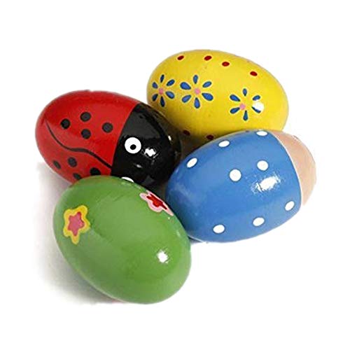 4pcs Kids Baby Holz Ei Maracas Shakers Music Percussion Spielzeug, Holz-Eier-Maracas Percussion-Prassel, Musik für Kinder, zufällige Farbe 4pcs Kids Baby Holz Ei Maracas Shakers Music Percussion Spielzeug, Holz-Eier-Maracas Percussion-Prassel, Musik für Kinder, zufällige Farbe von Voarge