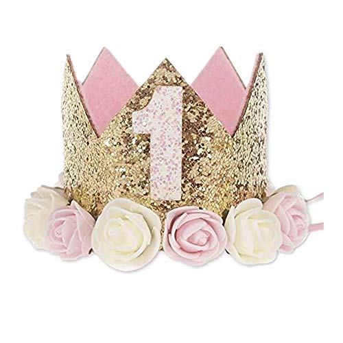 Voarge 1 Jahr Geburtstag Baby Krone, Geburtstag Krone Baby Geburtstagskrone Haarband Haarschmuck, Haarschmuck Stirnband Haarband Für Babys (Rosa) von Voarge