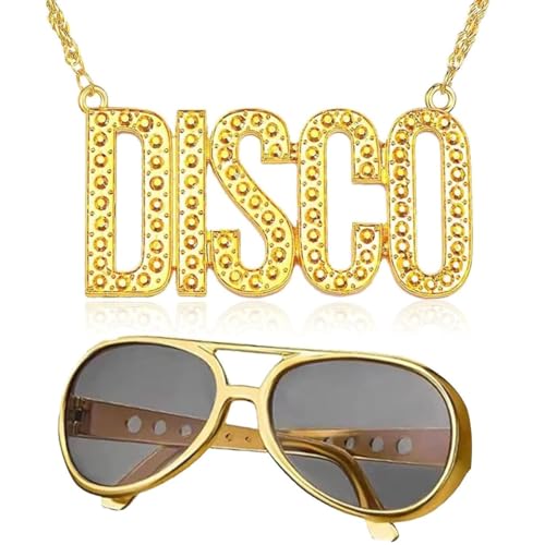 Voarge 2 Stück Hip Hop Kostüm Set, 70s 80s 90s Rapper Accessories, Sonnenbrille Halskette, für Cosplay Halloween Fasching Karneval Thema Party Voarge 2 Stück Hip Hop Kostüm Set, 70s 80s 90s Rapper Accessories, Sonnenbrille Halskette, für Cosplay Halloween Fasching Karneval Thema Party von Voarge
