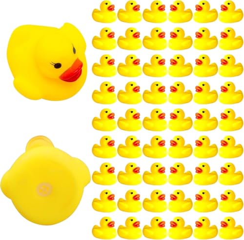 Voarge 60 Stück Badeente Gummi Ducky Badespielzeug Quietscheentchen Mini Gelbe Ente Badewannenspielzeug für Dusch Geburtstags Partyzubehör Voarge 60 Stück Badeente Gummi Ducky Badespielzeug Quietscheentchen Mini Gelbe Ente Badewannenspielzeug für Dusch Geburtstags Partyzubehör von Voarge