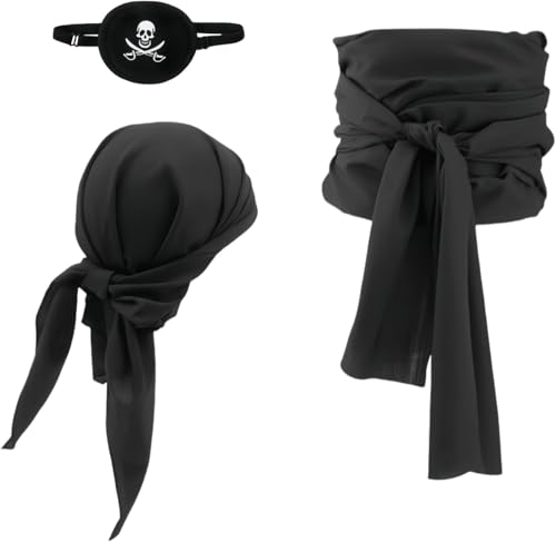 Voarge Piraten-Kostüm-Accessoire-Set Piraten-Gürtel Stirnband Gürtel Piratenkapitän Mittelalterlicher Gürtel Kopftuch Kopftuch mit Augenklappe Geeignet für Halloween Kinder Erwachsene, schwarz Voarge Piraten-Kostüm-Accessoire-Set Piraten-Gürtel Stirnband Gürtel Piratenkapitän Mittelalterlicher Gürtel Kopftuch Kopftuch mit Augenklappe Geeignet für Halloween Kinder Erwachsene, schwarz von Voarge