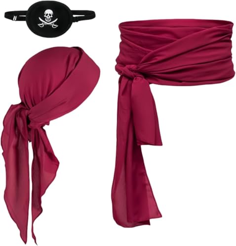 Voarge Piraten Kostüm Zubehör Set Piraten Schärpe Gürtel Stirnband Taillengürtel Piratenkapitän Mittelalterliche Große Schärpe Kopftuch Bandanas mit Augenklappe für Halloween Kinder Erwachsene Voarge Piraten Kostüm Zubehör Set Piraten Schärpe Gürtel Stirnband Taillengürtel Piratenkapitän Mittelalterliche Große Schärpe Kopftuch Bandanas mit Augenklappe für Halloween Kinder Erwachsene von Voarge
