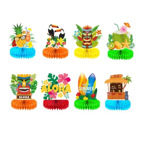 Vocdikficy 8-Teiliges Luau-Dekorationsset, Waben-Mittelstücke, Hawaiianische -Dekorationen, Luau-Mittelstücke für Den Tisch von Vocdikficy