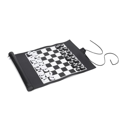 Vocdikficy Aufrollbares Backgammon-Schachspiel, Tragbares Mini-Brettspiel Aus PU für Kinder, Outdoor-Reisen, Familien-Backgammon-Tischspiel, Einfach zu Bedienen von Vocdikficy