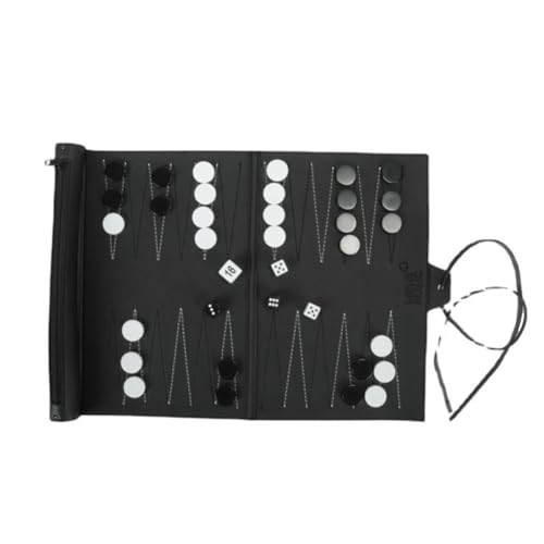 Vocdikficy Backgammon-Sets zum Aufrollen, Tragbares -Brettspielset für Erwachsene und Kinder, Faltbar, Klassisches PU-Schachbrett, Aufrollbar, Langlebig, Einfache Installation von Vocdikficy
