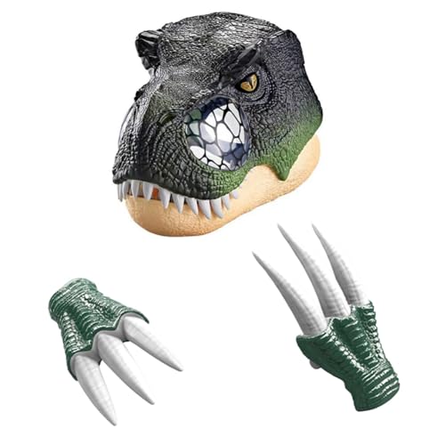 Vocdikficy Dinosaurier-Maske, Abnehmbarer mit 2 Krallen, Rollenspielspielzeug mit LED-Beleuchteten und Brüllenden Geräuschen, Cosplay-Kostüm-Maskenspielzeug, Einfach zu Bedienen, Ca. 28 X von Vocdikficy