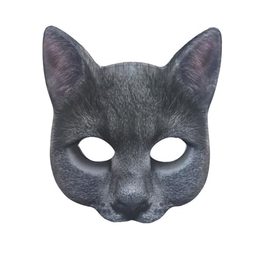Vocoliday 1 Stück Halloween Halbgesichts-Katzenmaske Tierische Katzenmaske für Halloween Weihnachten Ostern Kostümpartys und Accessoires (Typ A) von Vocoliday