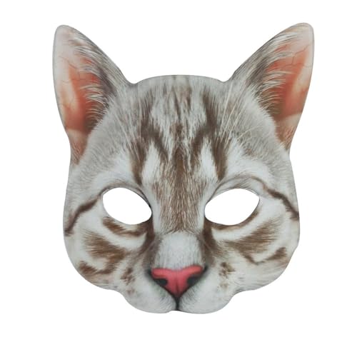 Vocoliday 1 Stück Halloween Halbgesichts-Katzenmaske Tierische Katzenmaske für Halloween Weihnachten Ostern Kostümpartys und Accessoires (Typ C) von Vocoliday