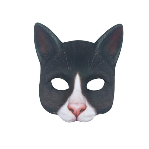 Vocoliday 1 Stück Halloween Halbgesichts-Katzenmaske Tierische Katzenmaske für Halloween Weihnachten Ostern Kostümpartys und Accessoires (Typ D) von Vocoliday