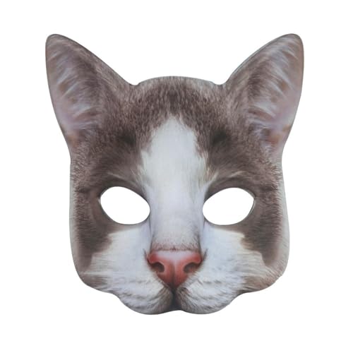 Vocoliday 1 Stück Halloween Halbgesichts-Katzenmaske Tierische Katzenmaske für Halloween Weihnachten Ostern Kostümpartys und Accessoires (Typ E) von Vocoliday