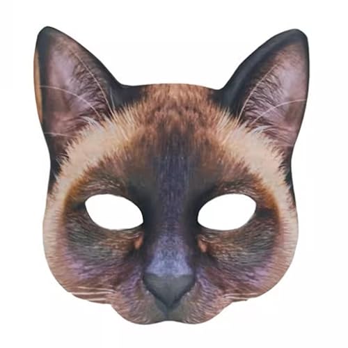 Vocoliday 1 Stück Halloween Halbgesichts-Katzenmaske Tierische Katzenmaske für Halloween Weihnachten Ostern Kostümpartys und Accessoires (Typ F) von Vocoliday