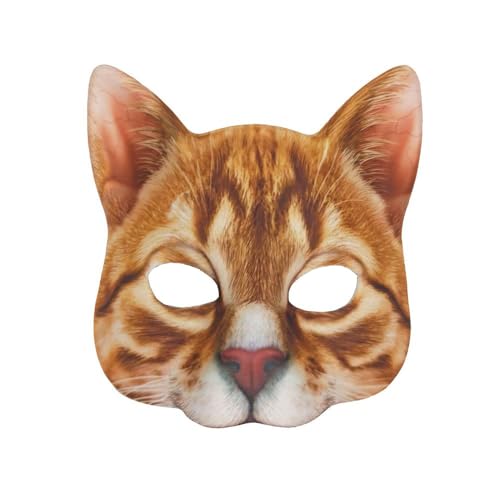 Vocoliday 1 Stück Halloween Halbgesichts-Katzenmaske Tierische Katzenmaske für Halloween Weihnachten Ostern Kostümpartys und Accessoires (Typ G) von Vocoliday
