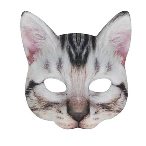 Vocoliday 1 Stück Halloween Halbgesichts-Katzenmaske Tierische Katzenmaske für Halloween Weihnachten Ostern Kostümpartys und Accessoires (Typ H) von Vocoliday