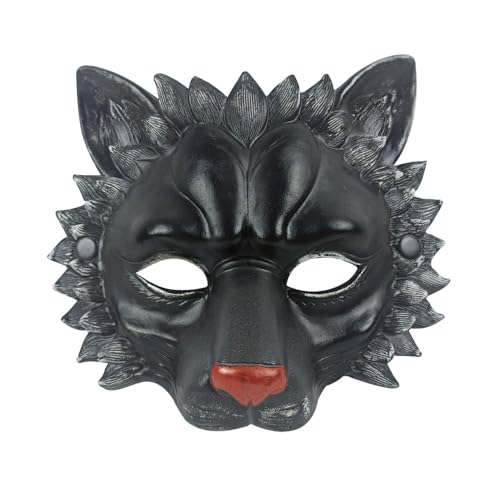 Vocoliday 1 Stück Halloween-Löwenmaske Tierische Halbmaske für Halloween Weihnachten Ostern Karneval Maskenbälle Cosplay und Kostüme (Black) von Vocoliday