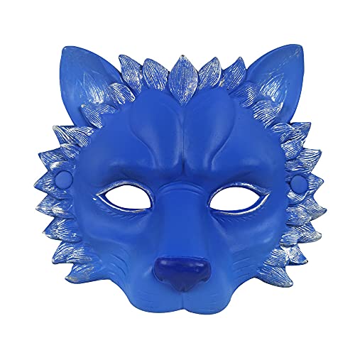 Vocoliday 1 Stück Halloween-Löwenmaske Tierische Halbmaske für Halloween Weihnachten Ostern Karneval Maskenbälle Cosplay und Kostüme (Blue) von Vocoliday