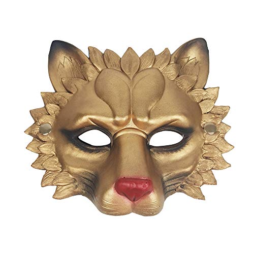 Vocoliday 1 Stück Halloween-Löwenmaske Tierische Halbmaske für Halloween Weihnachten Ostern Karneval Maskenbälle Cosplay und Kostüme (Gold) von Vocoliday
