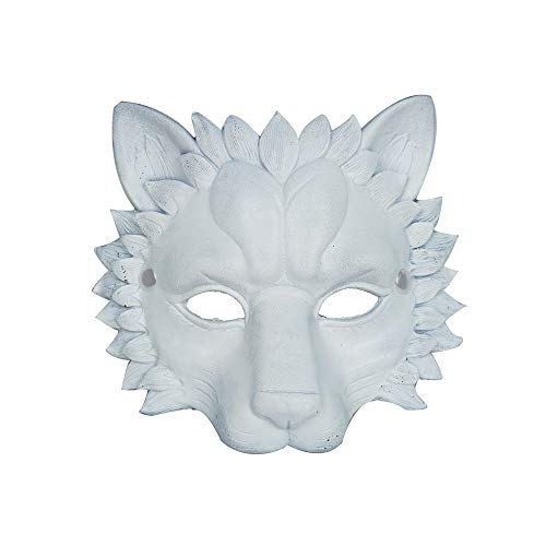 Vocoliday 1 Stück Halloween-Löwenmaske Tierische Halbmaske für Halloween Weihnachten Ostern Karneval Maskenbälle Cosplay und Kostüme (White) von Vocoliday